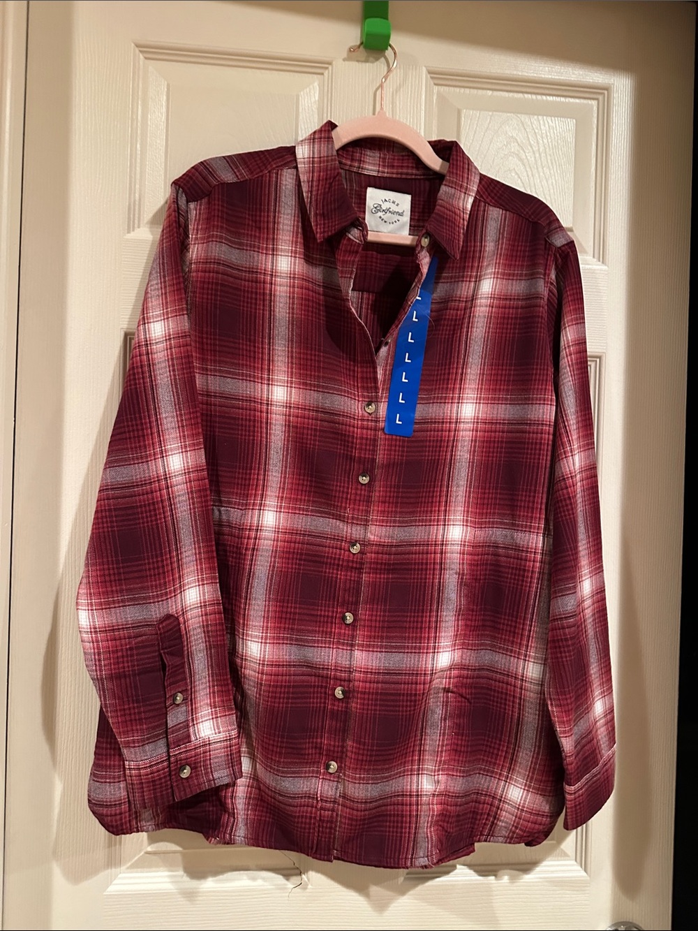 JACHS Girlfriend Burgundy Plaid Button-Down Shirt